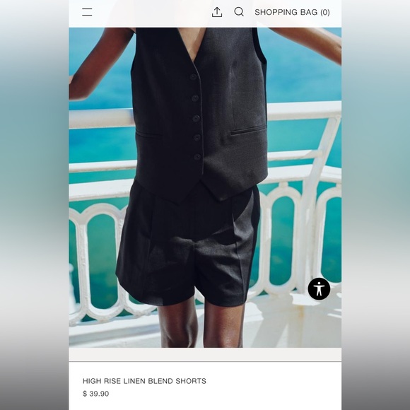 ZARA High-Rise Linen Blend Shorts - Picture 2 of 7